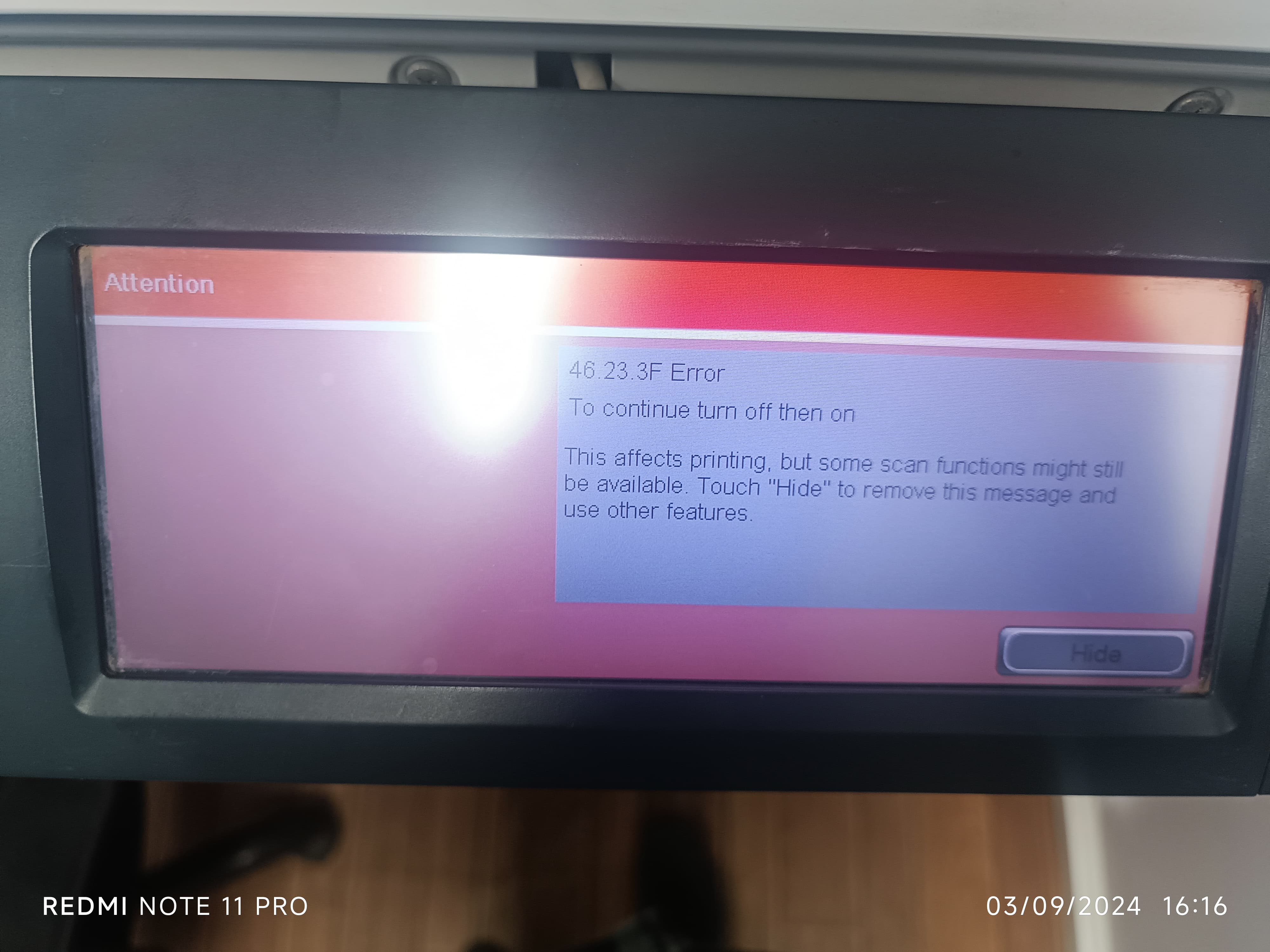 46.23.3F error - HP Support Community - 9170508
