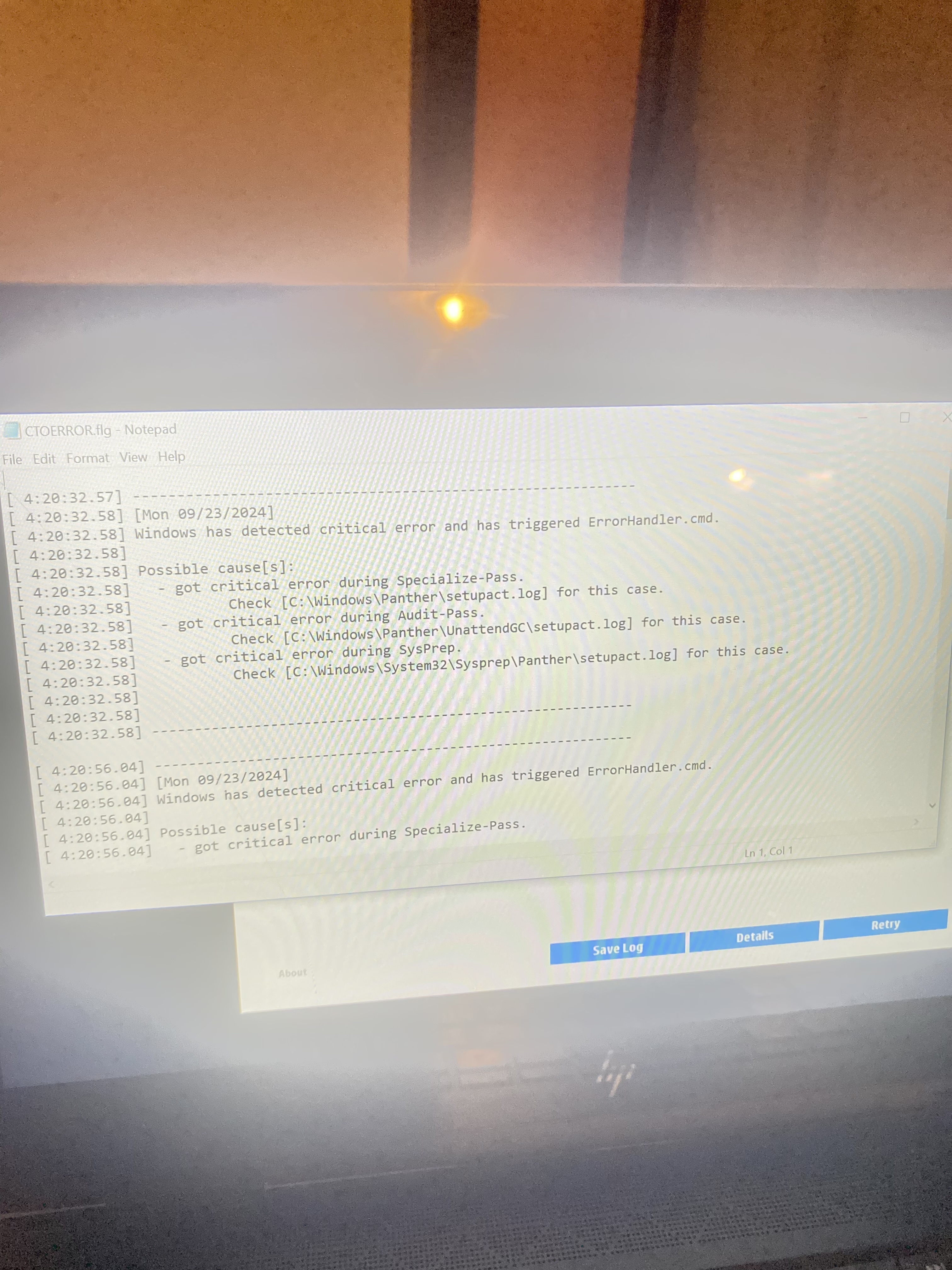 critical error - HP Support Community - 9194548