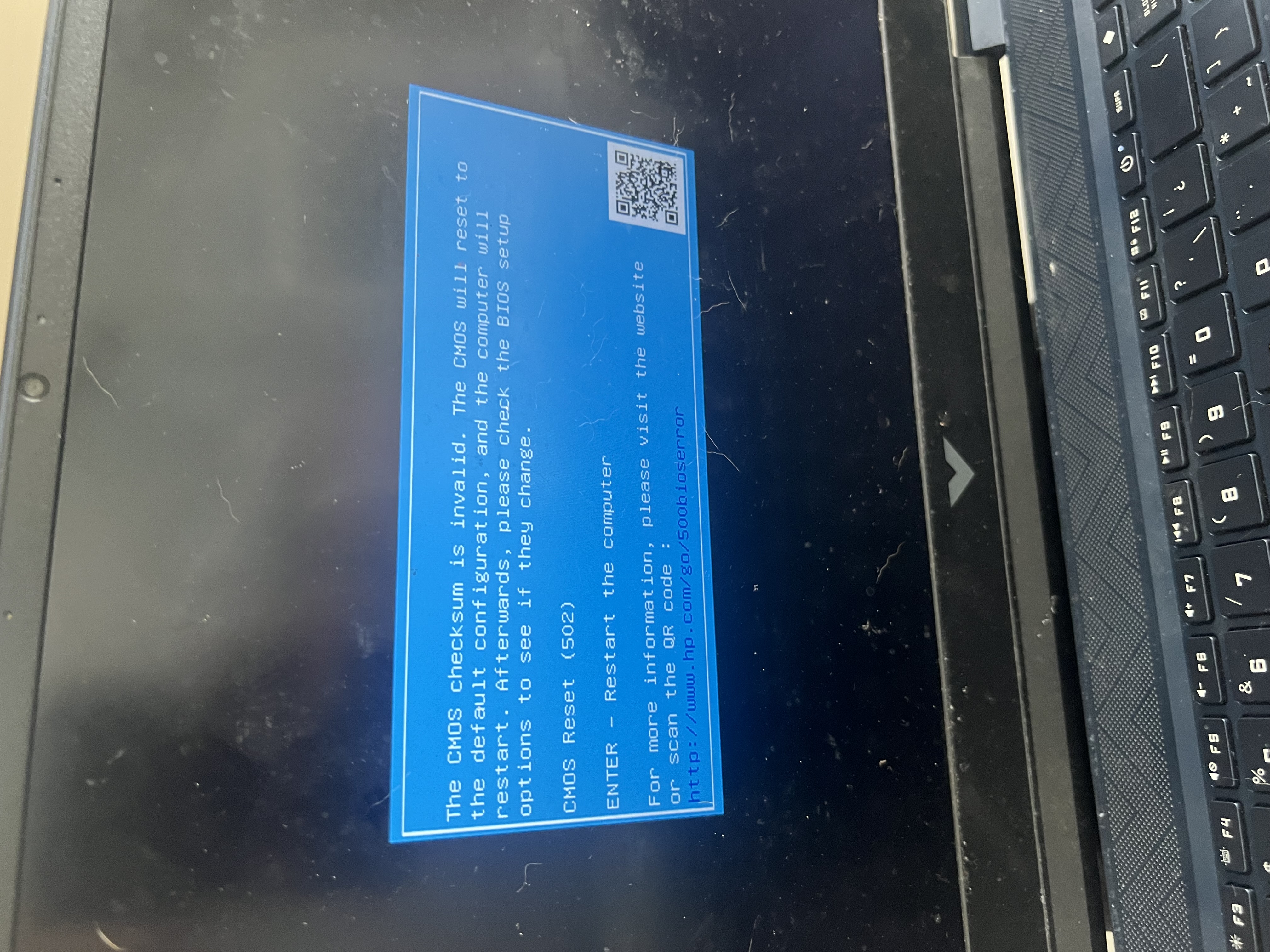 CMOS CHECKSUM IS INVALID VICTUS BY HP LAPTOP 16d0521la HP Support
