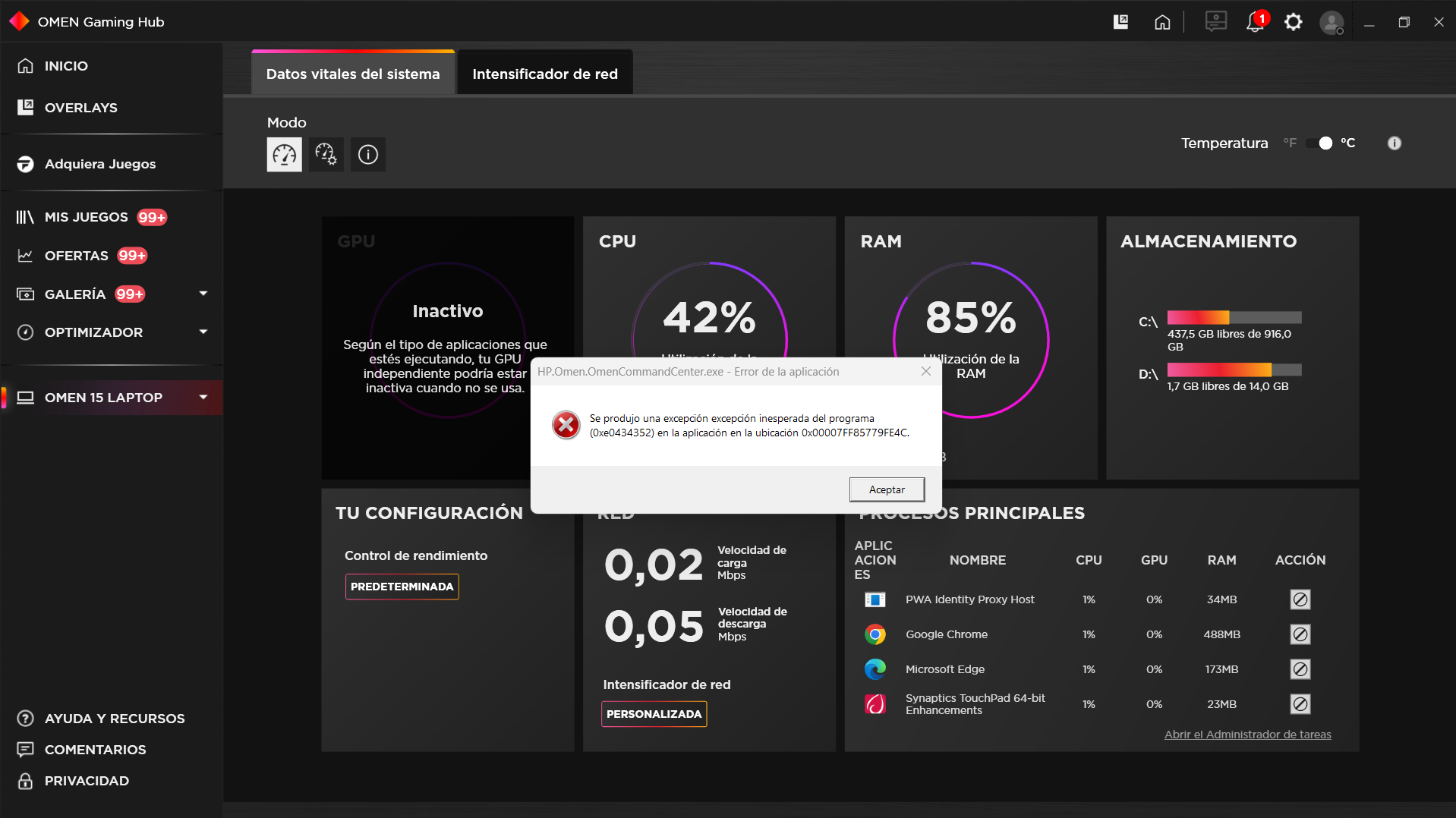 Tengo un problema con el centro de control Omen gaming Hub - HP Support ...