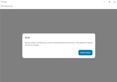 Unable to connect printer to finish instant ink enrollment. - HP ...