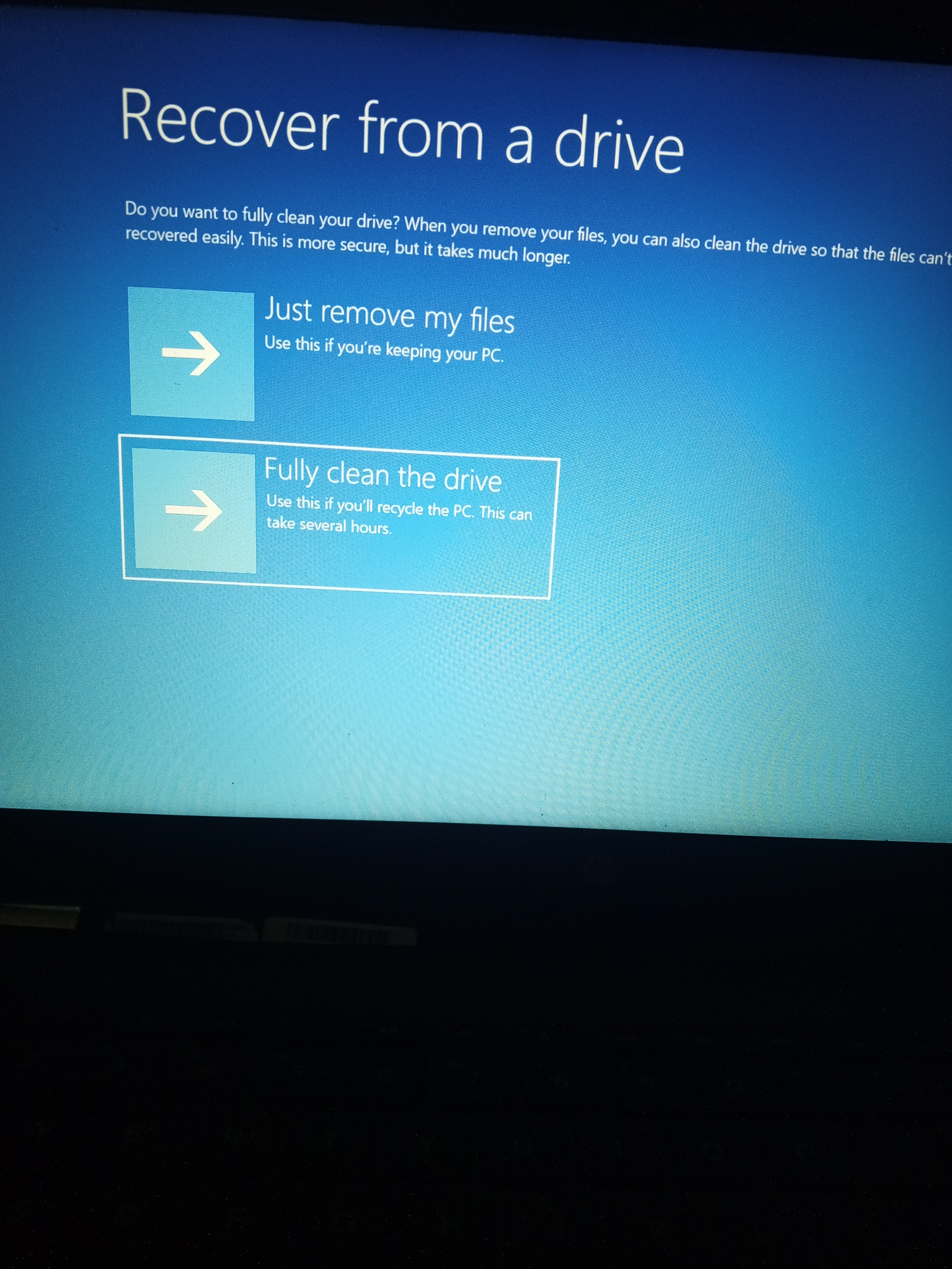 Solved: Recovering this PC stuck - HP Support Community - 9228244
