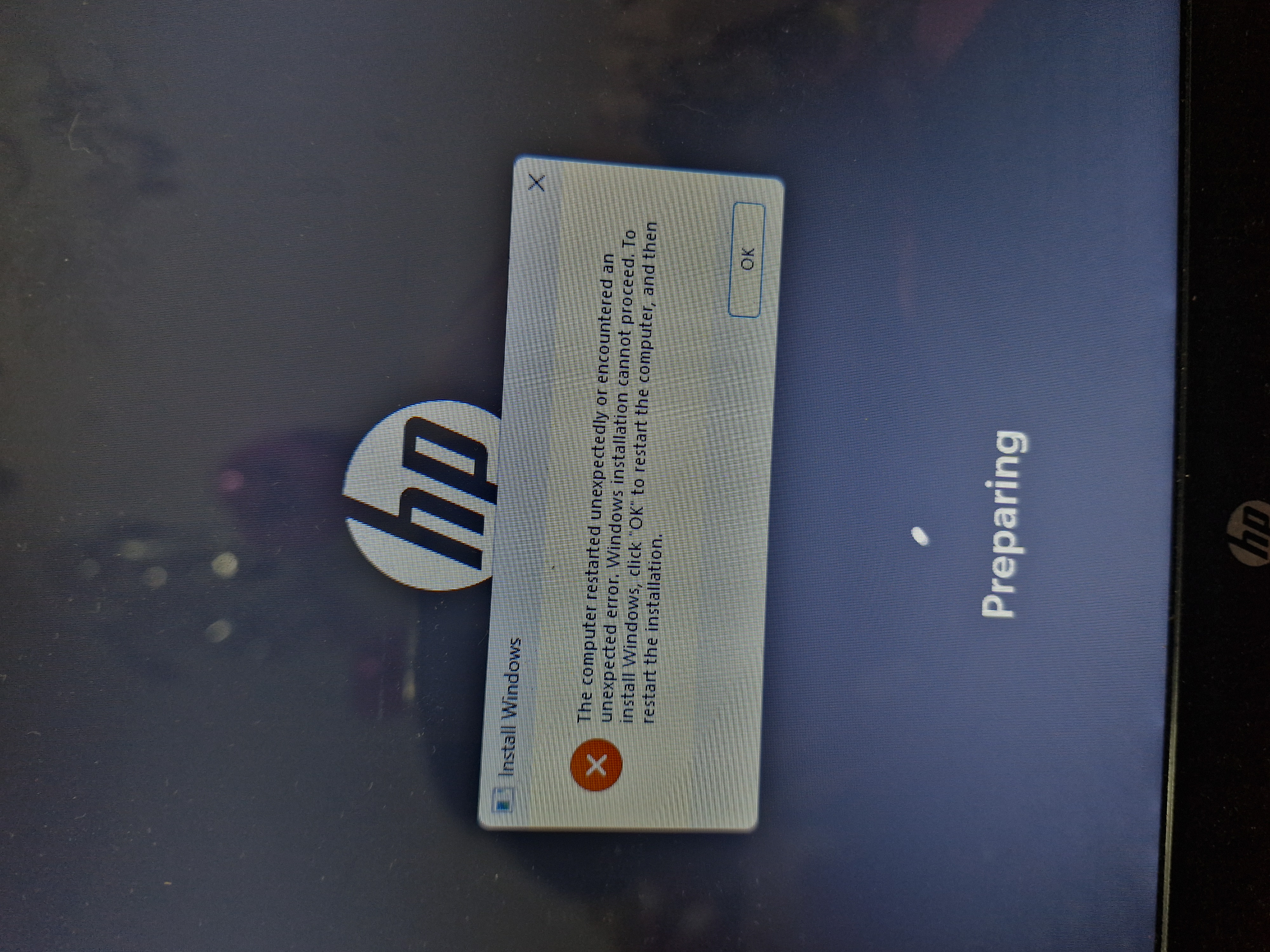 I restarted my computer, it turned off and now that appears - HP ...