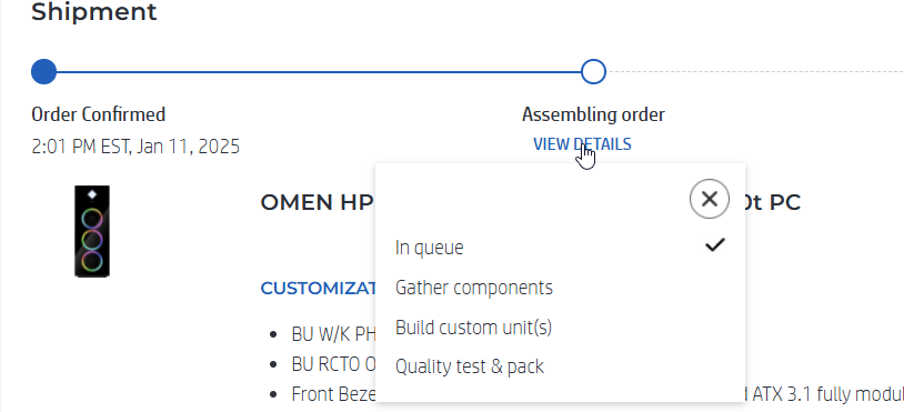 Ordered a custom pc 25 days ago and it still says processing... - HP ...