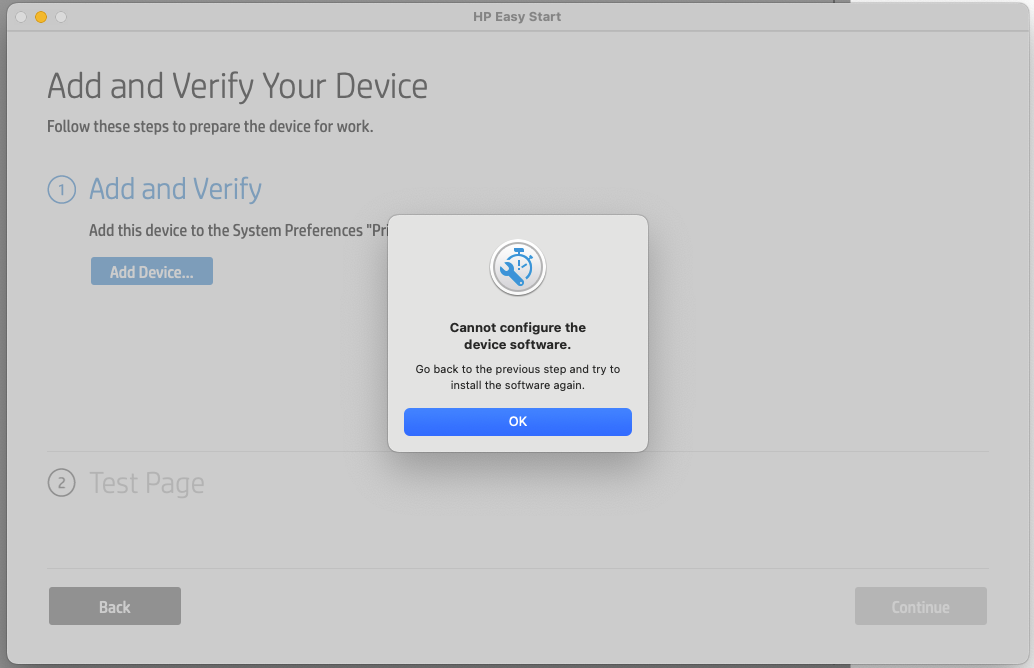 Can't finish printer setup on MacOS 15.2 - HP Support Community - 9295850