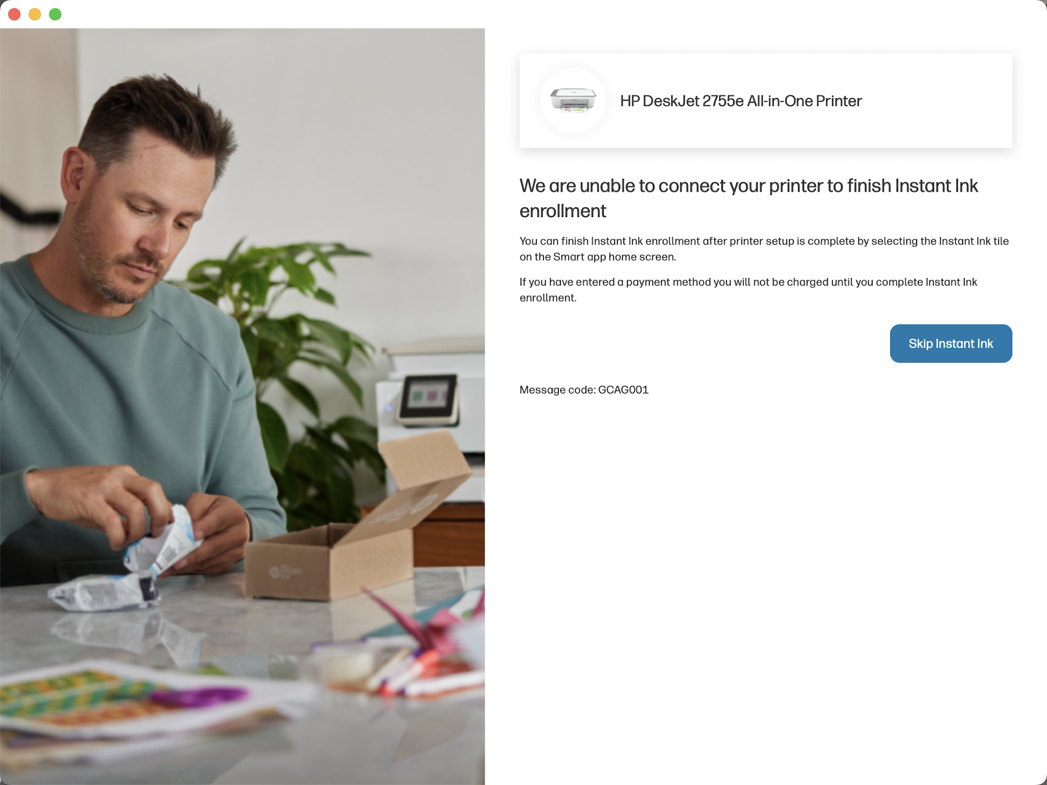 Why my printer can't connect to finish Instant lnk enrollmen... - HP ...