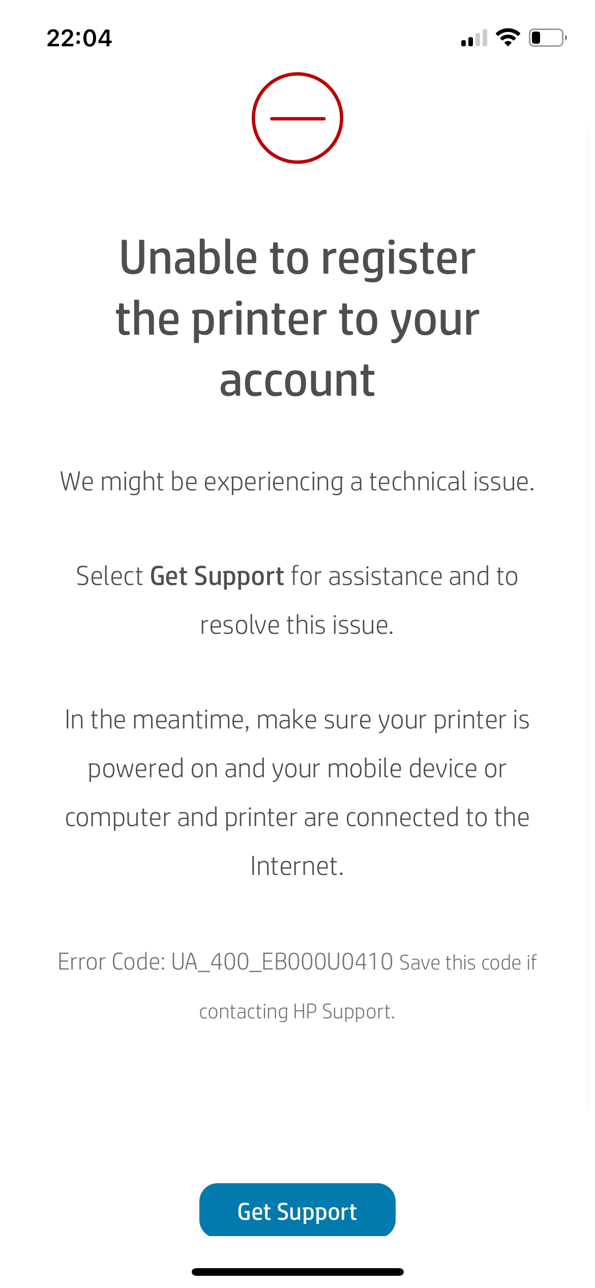 I am unable to register my printer to my account; it shows m... - HP ...
