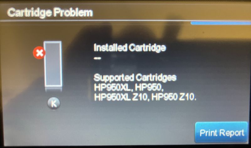 Does not recognize HP950XL