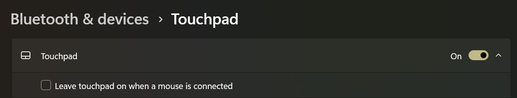 Touchpad setting in Envy has no 