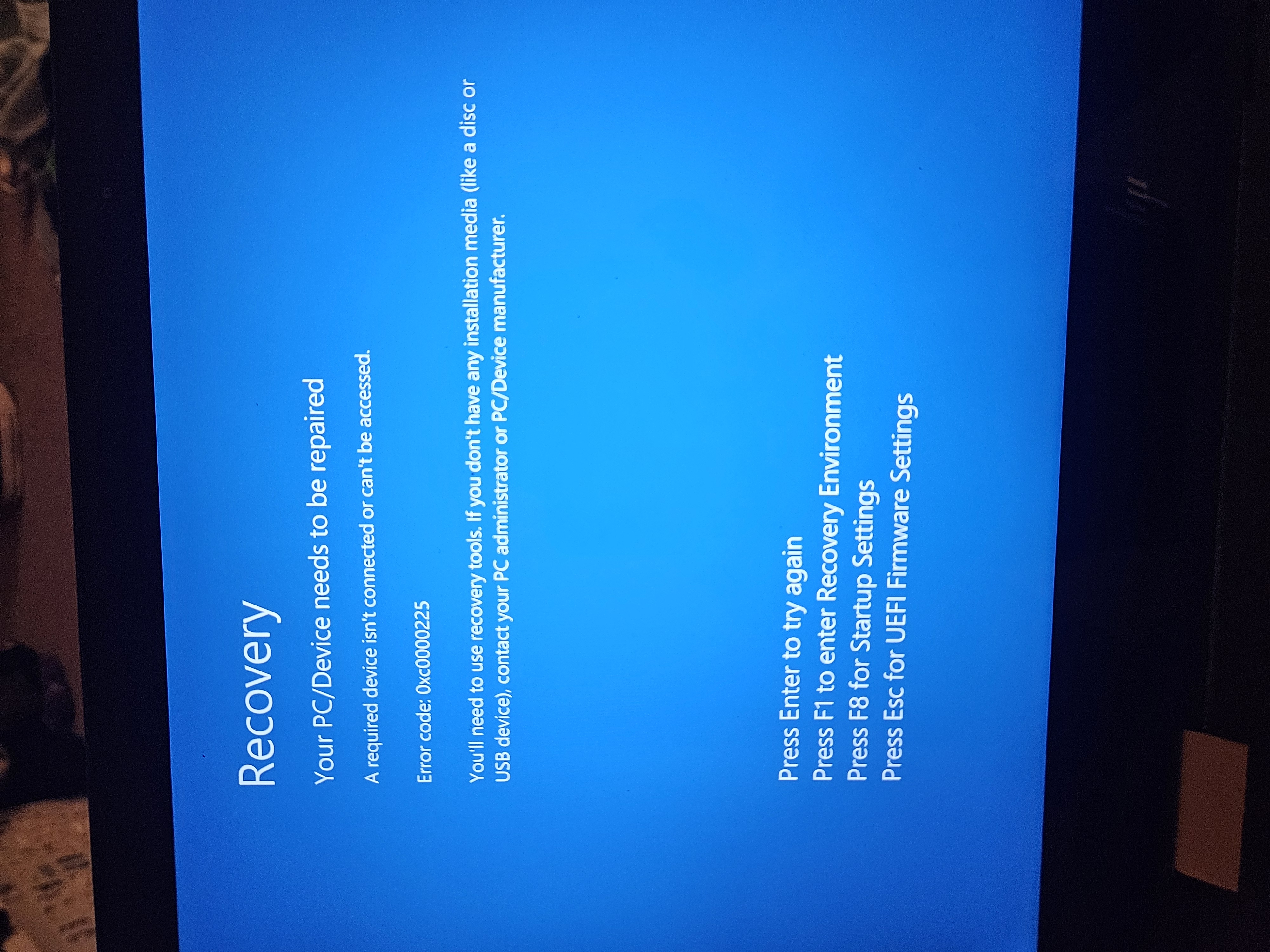 Blue Screen with Errors (stuck in a loop) - HP Support Community - 9347142