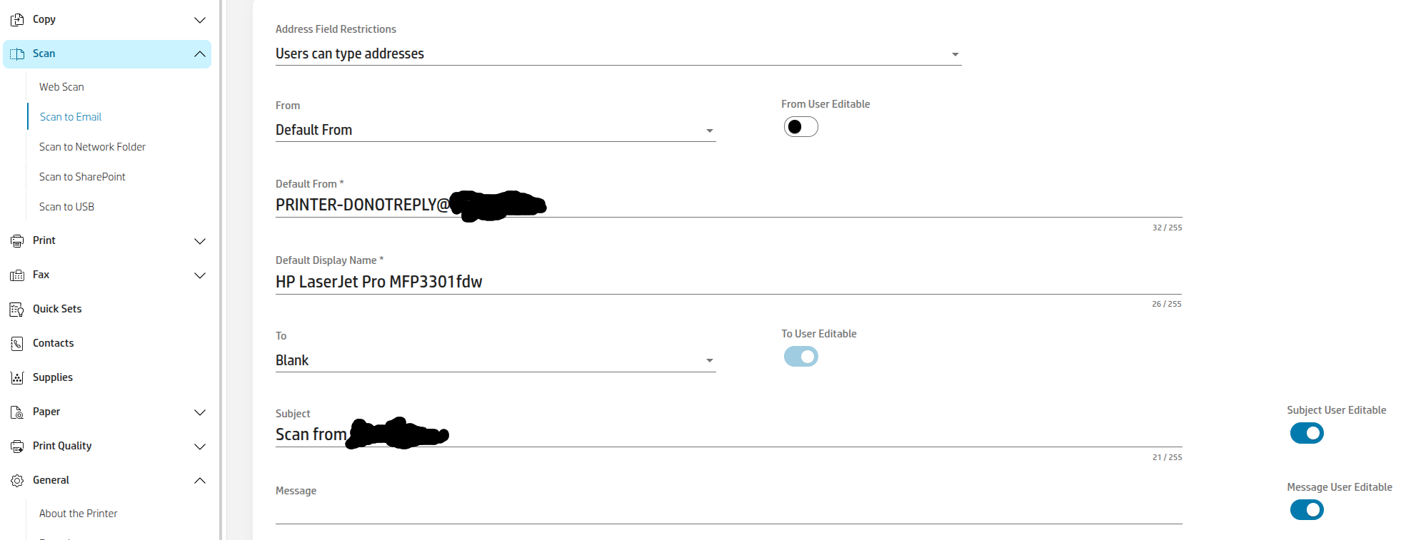 Solved: scan to email wrong 'from' field - HP Support Community - 9371663