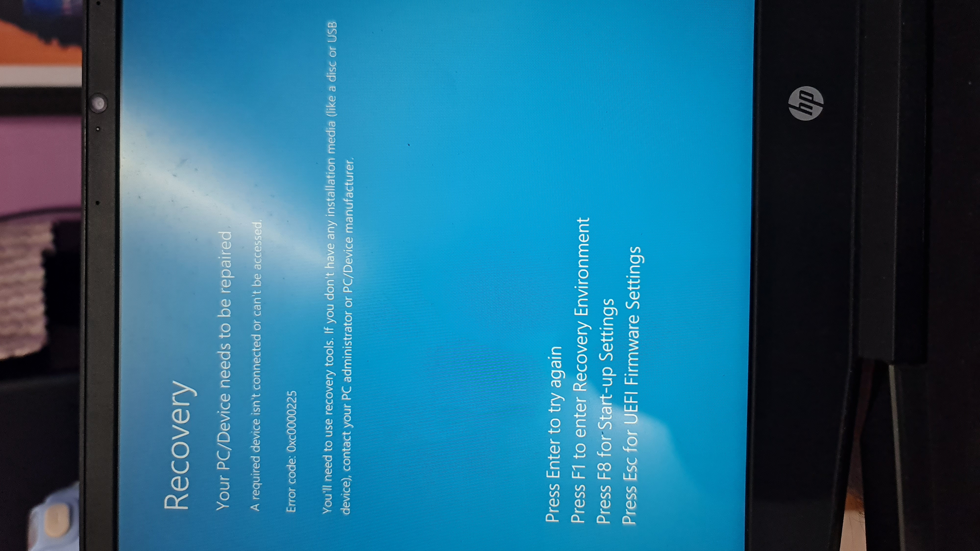 Got recovery window - HP Support Community - 9416486