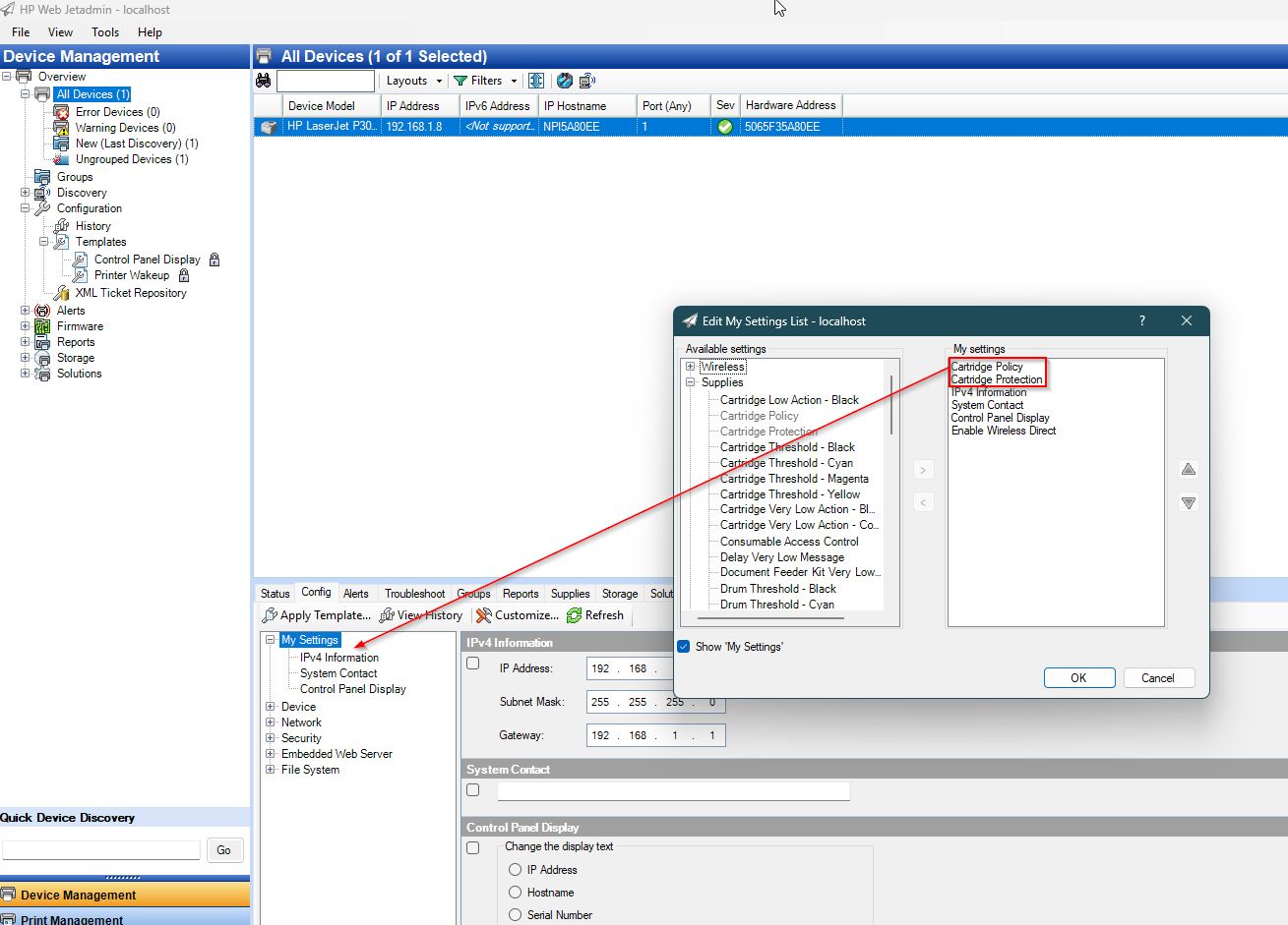 HP Web Jetadmin - disable cartridge protection - HP Support Community ...