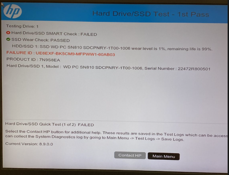 SMART Hard Disk Error (301) - HP Support Community - 9419420