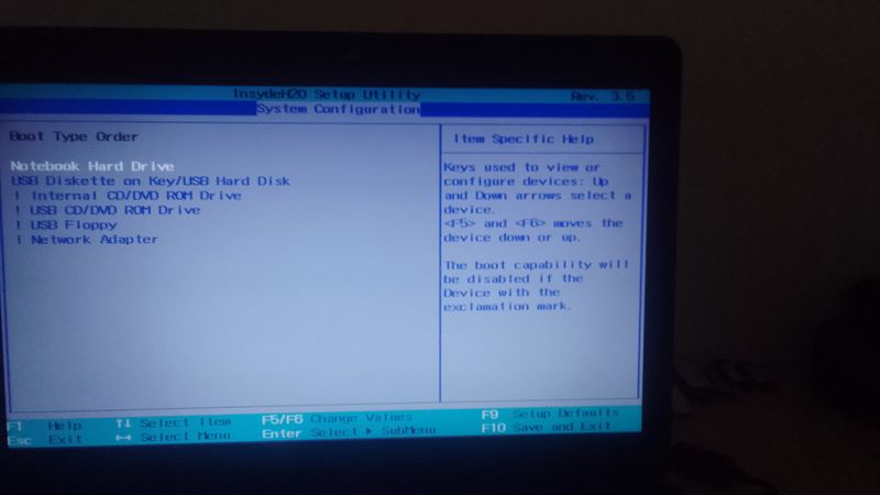 Syst Config-Boot Opt-Boot Order-Boot type order