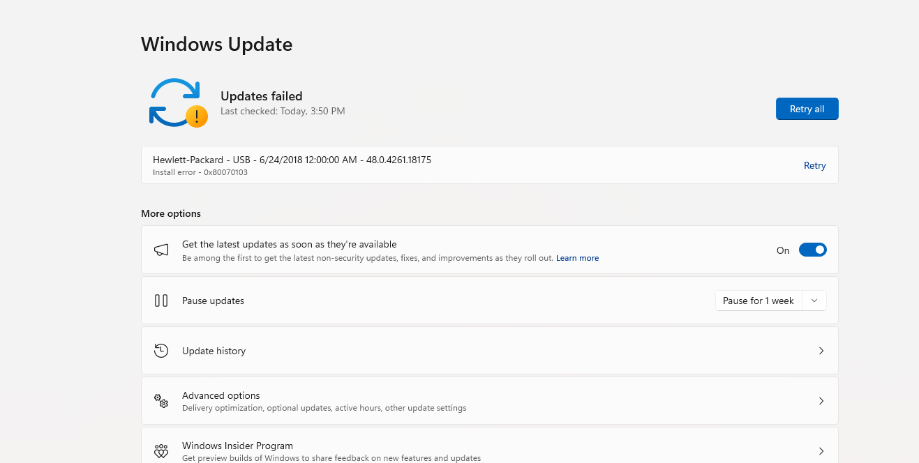 Windows Update Failed - HP Support Community - 9443234