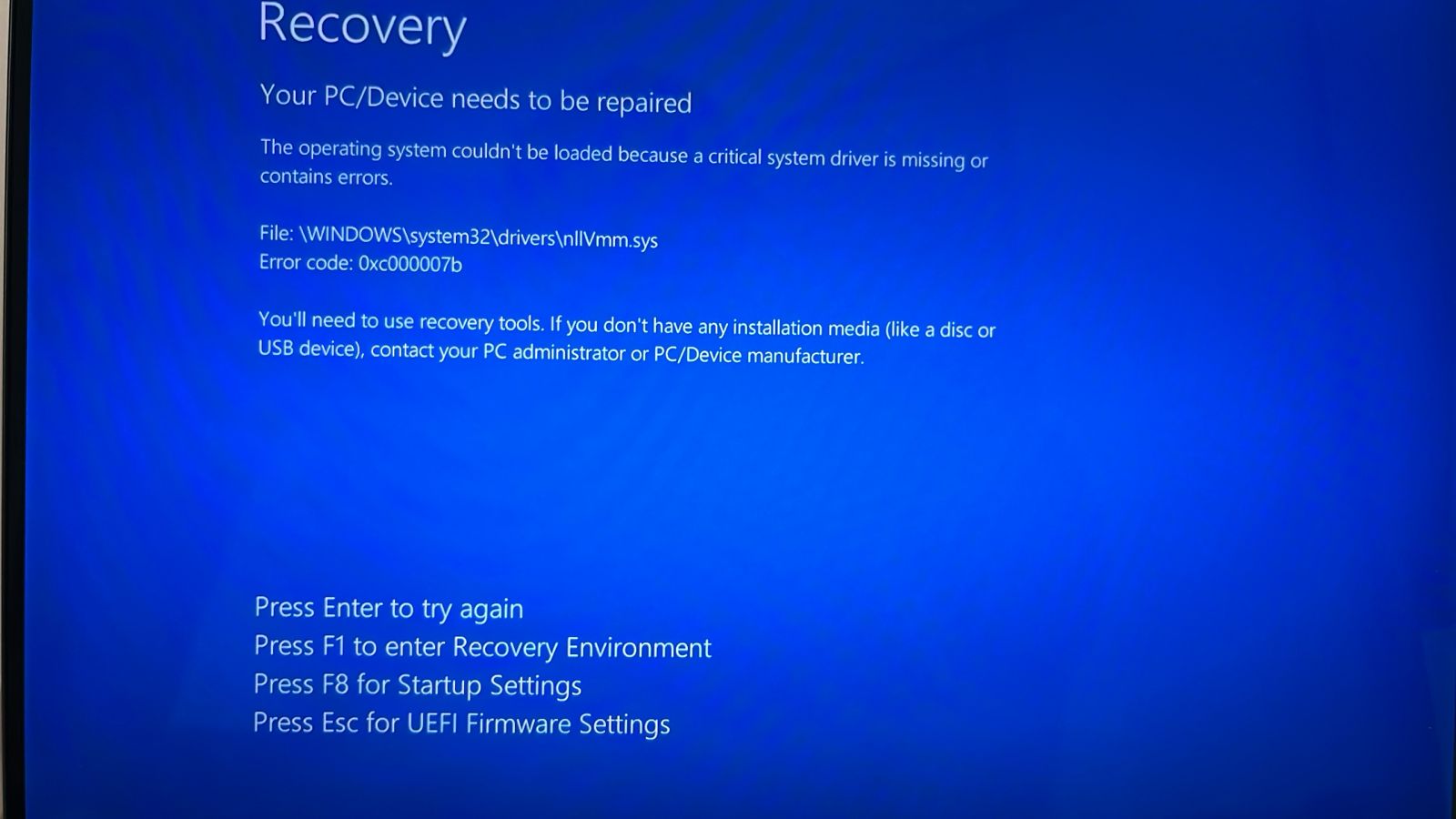 the operating system couldn't be loaded because a critical s... - HP ...