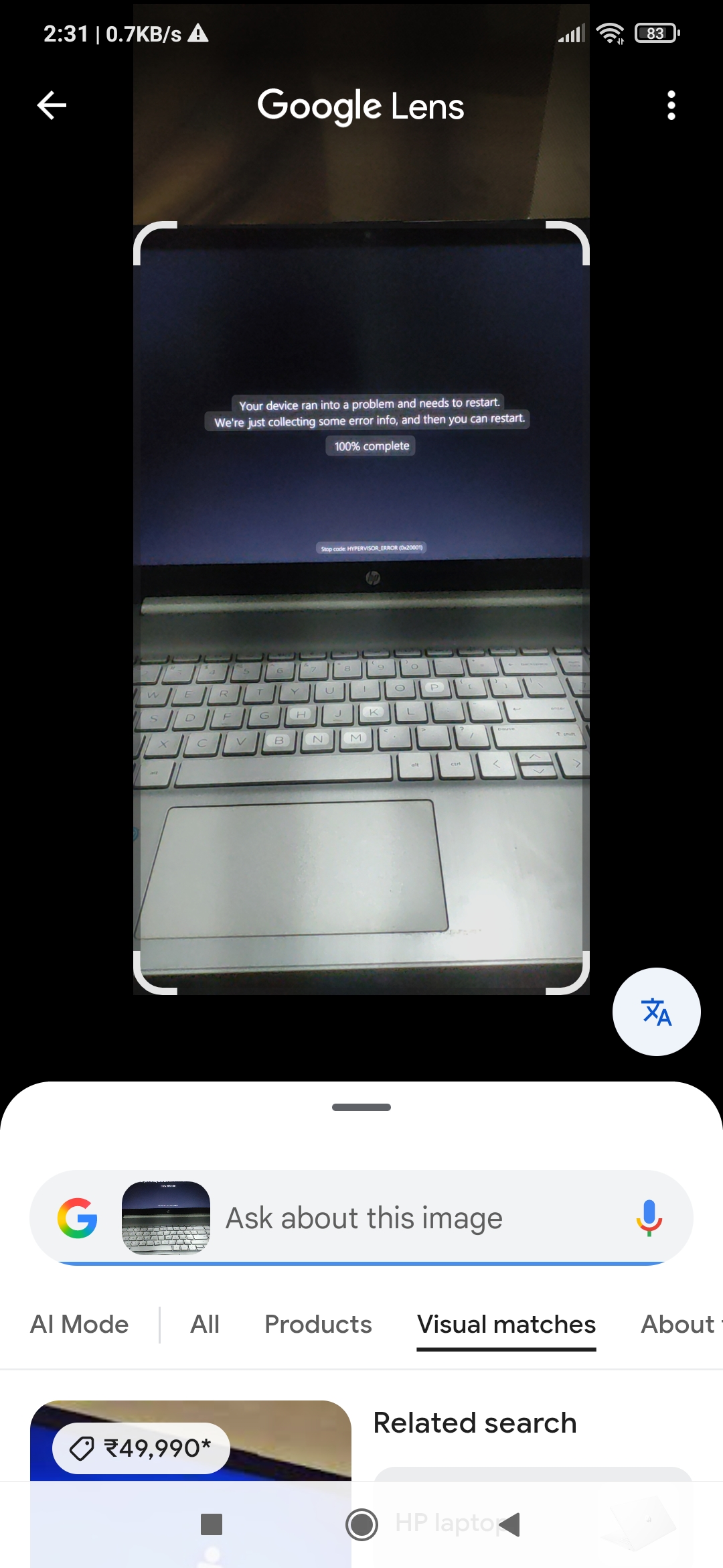 Black screen with some error message - HP Support Community - 9484797