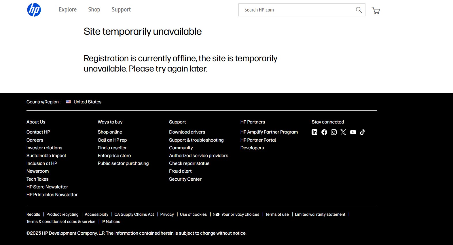 Unable to register or even put new PC on my account dashboar... - HP ...