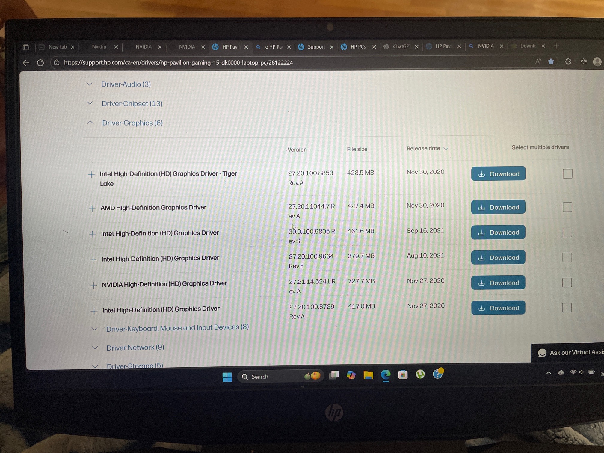NVIDIA GTX 1050 error code 43 on HP Pavilion after Windows 1