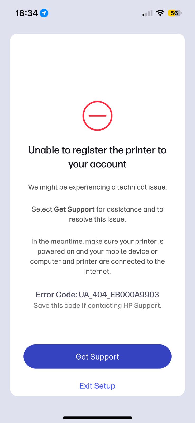 Error setting up printer - HP Support Community - 9521958