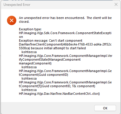 HP Web Jetadmin - Unexpected Error: HP.Imaging.Wjp.Sdk.Core.... - HP ...