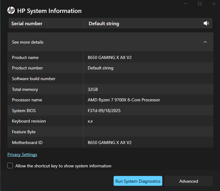 HP System Information Default String - HP Support Community - 9530086