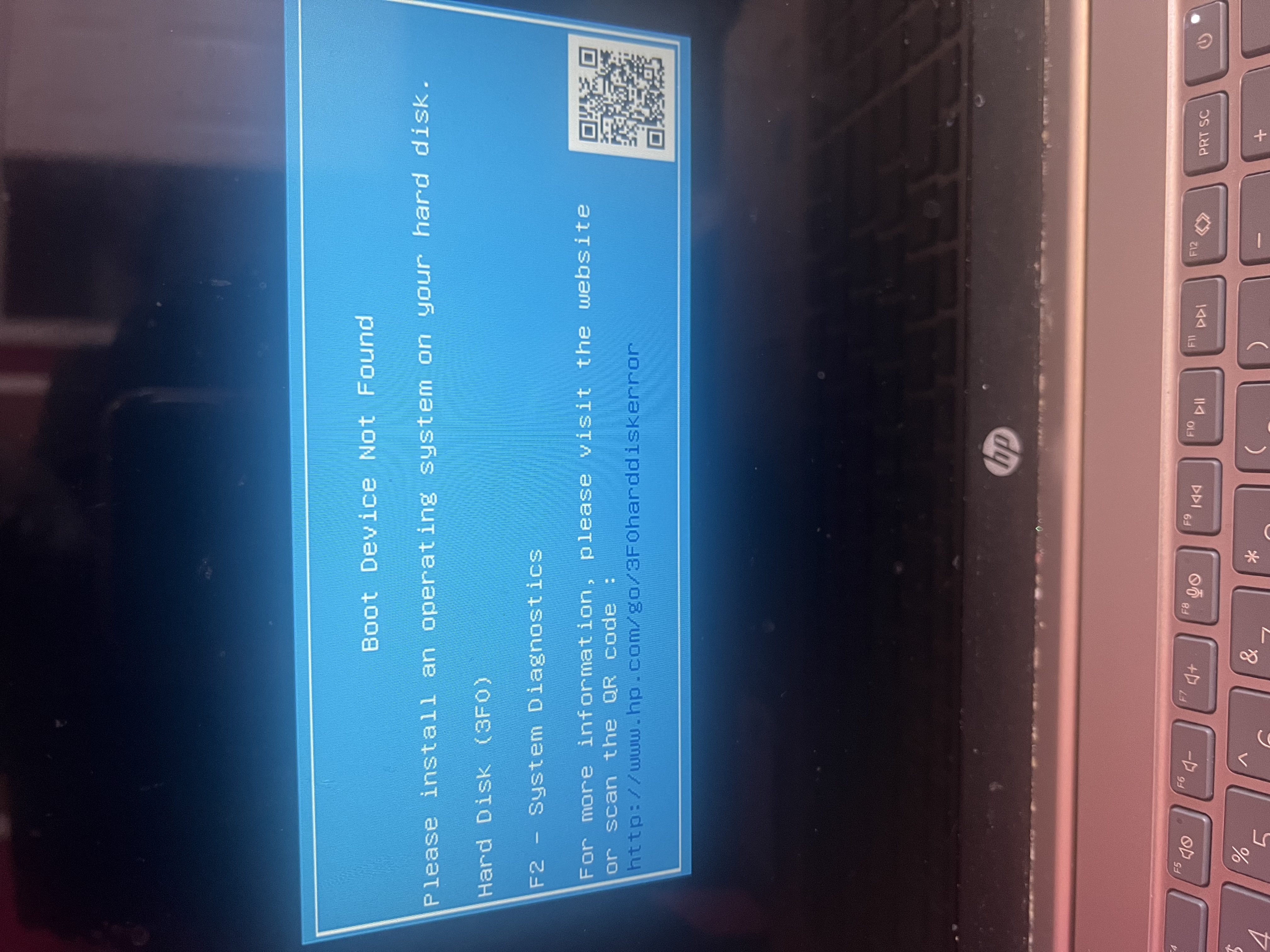HP laptop shows boot device not found in blue screen - HP Support ...