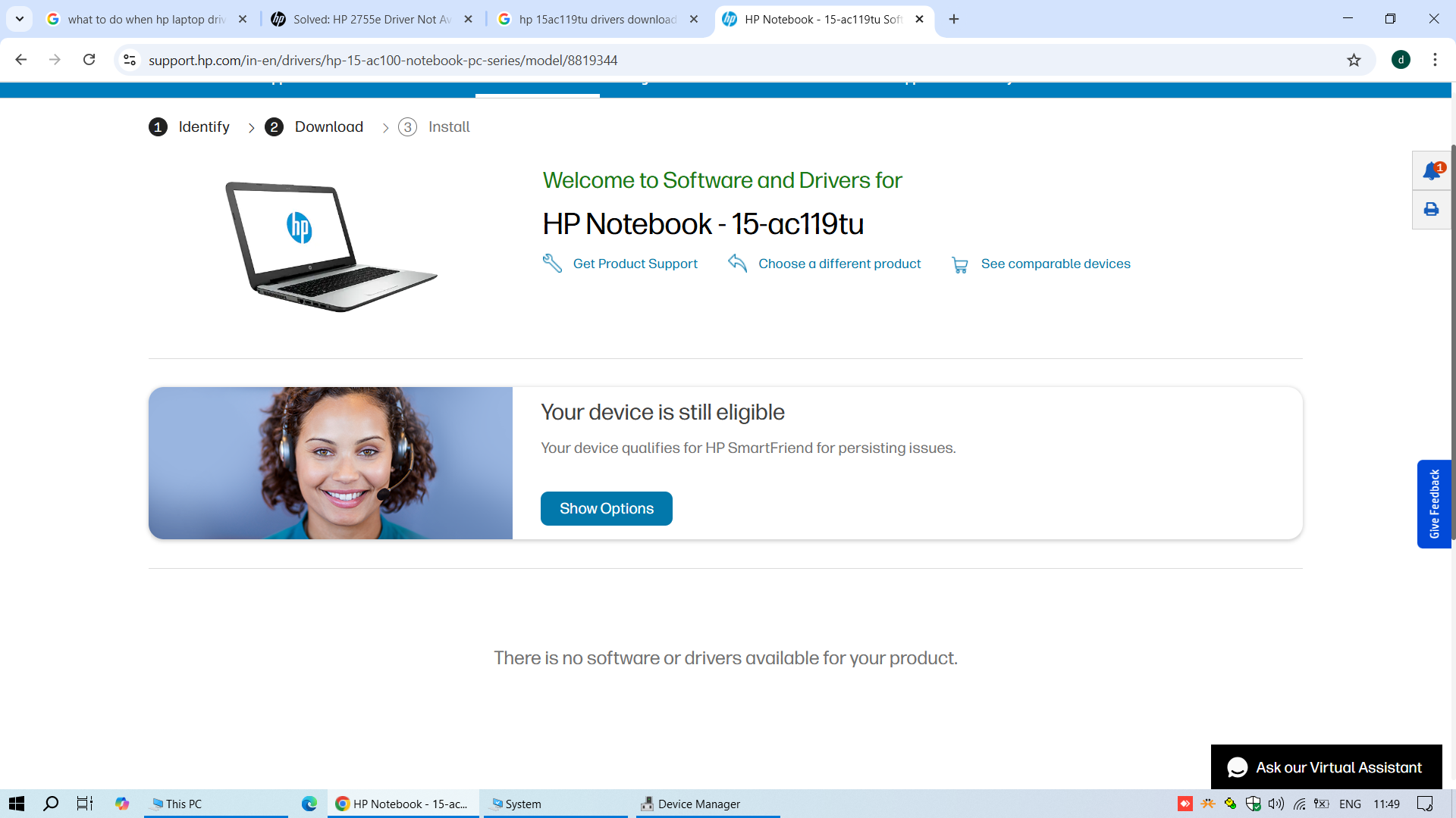 Solved: drivers not available for hp 15 AC119TU - HP Support Community ...