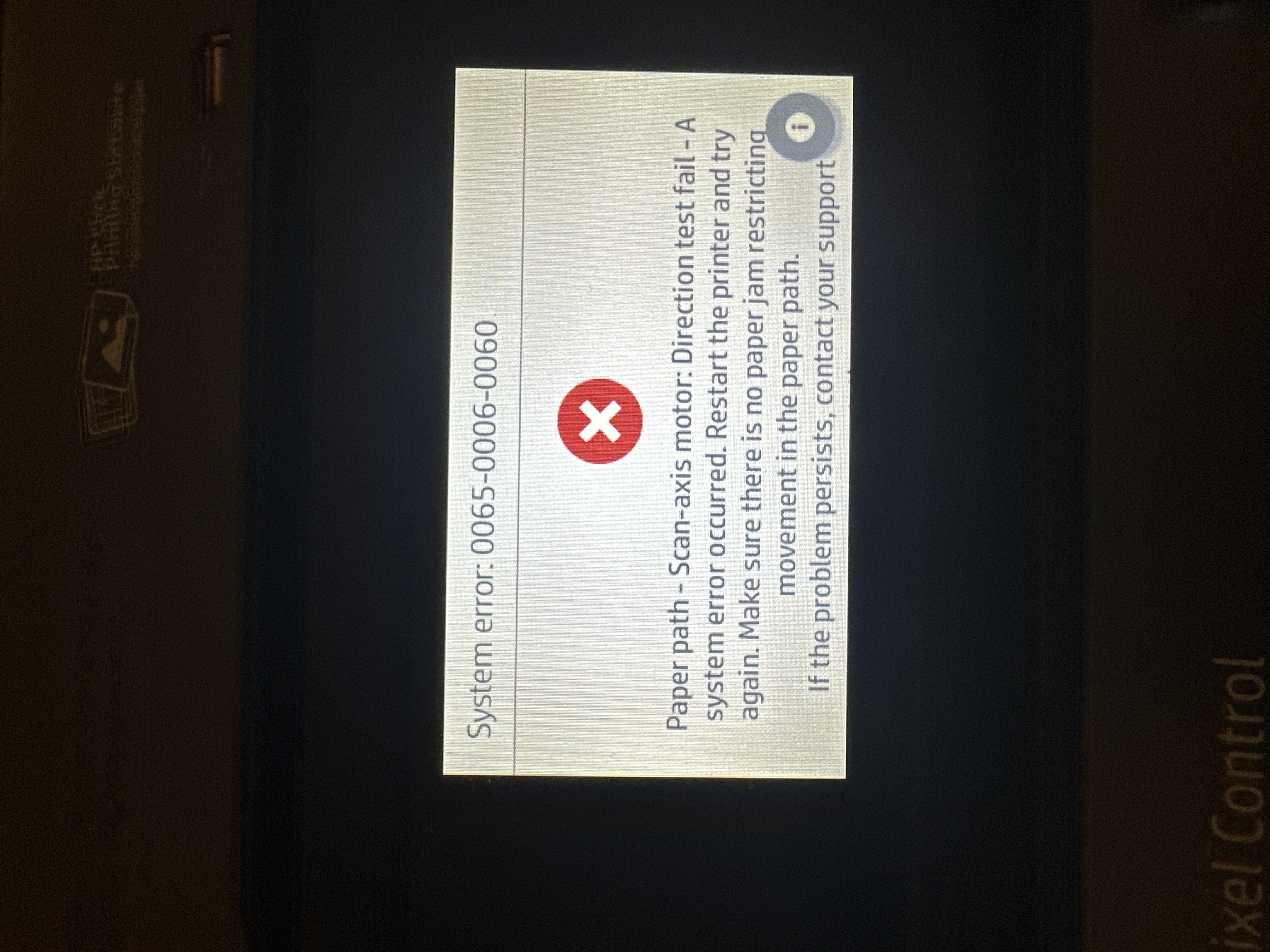 Designjet z9+ postscript 24” Error Code 0065-0006-0060 - HP
