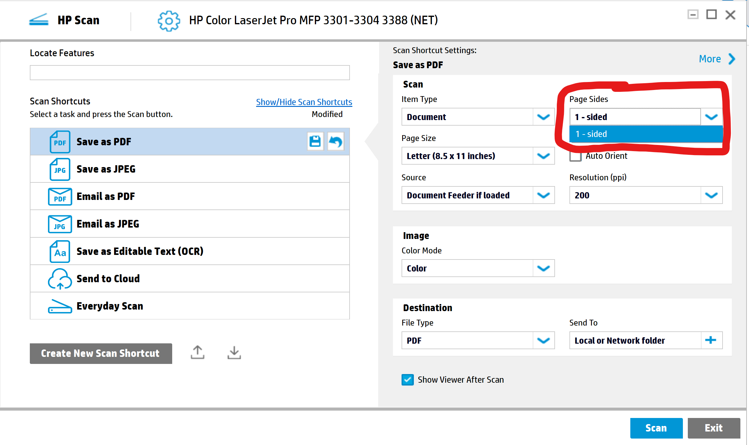 確認ページ HP Scan (63.6.6364) no longer allowing manual 2-page scannin