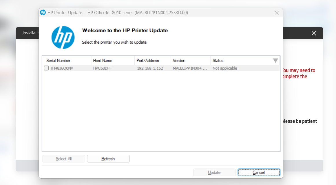 Printer Firmware Update Issue. Unable to select my printer. - HP ...