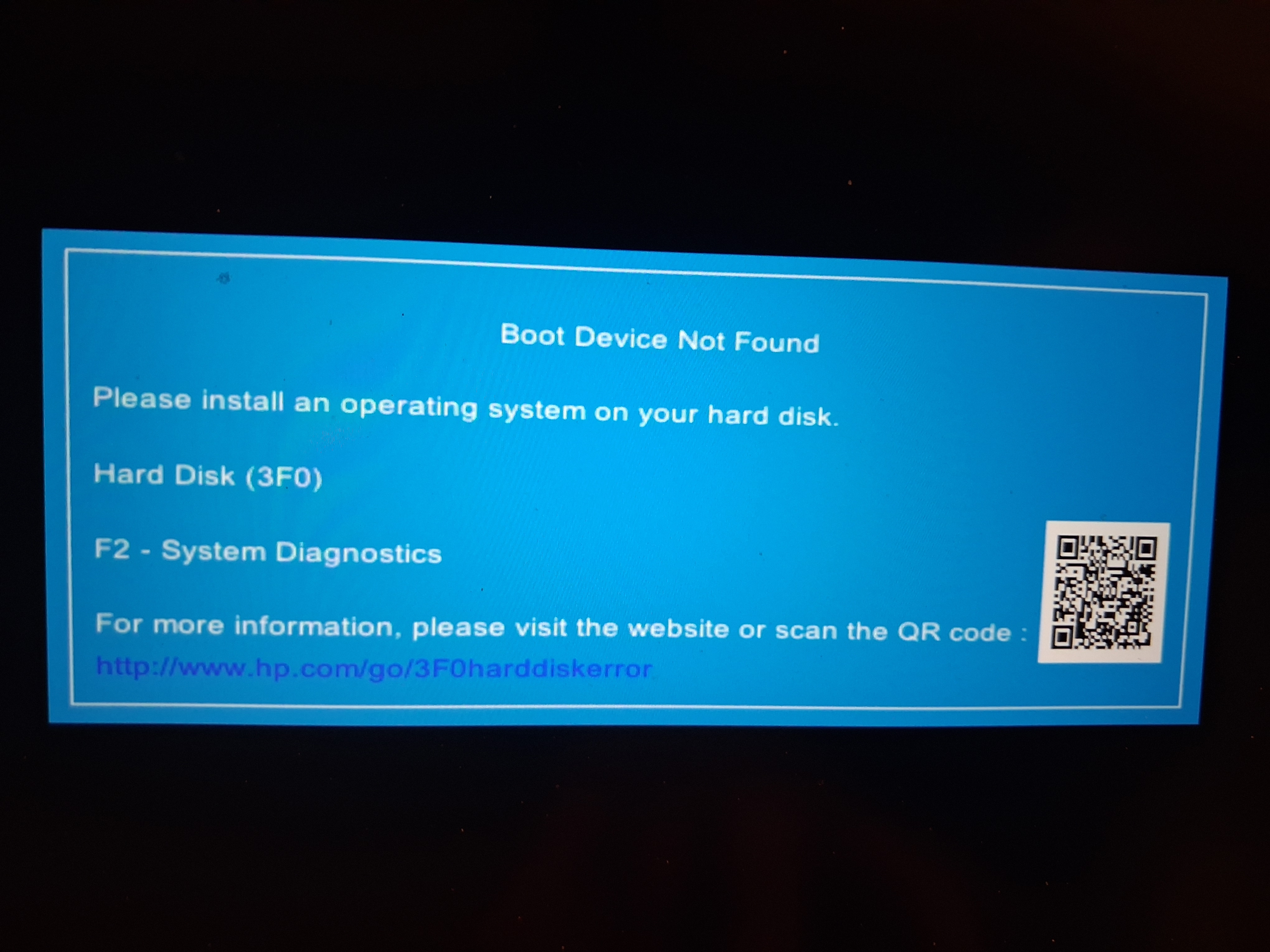 Boot Device not found. - HP Support Community - 9604304
