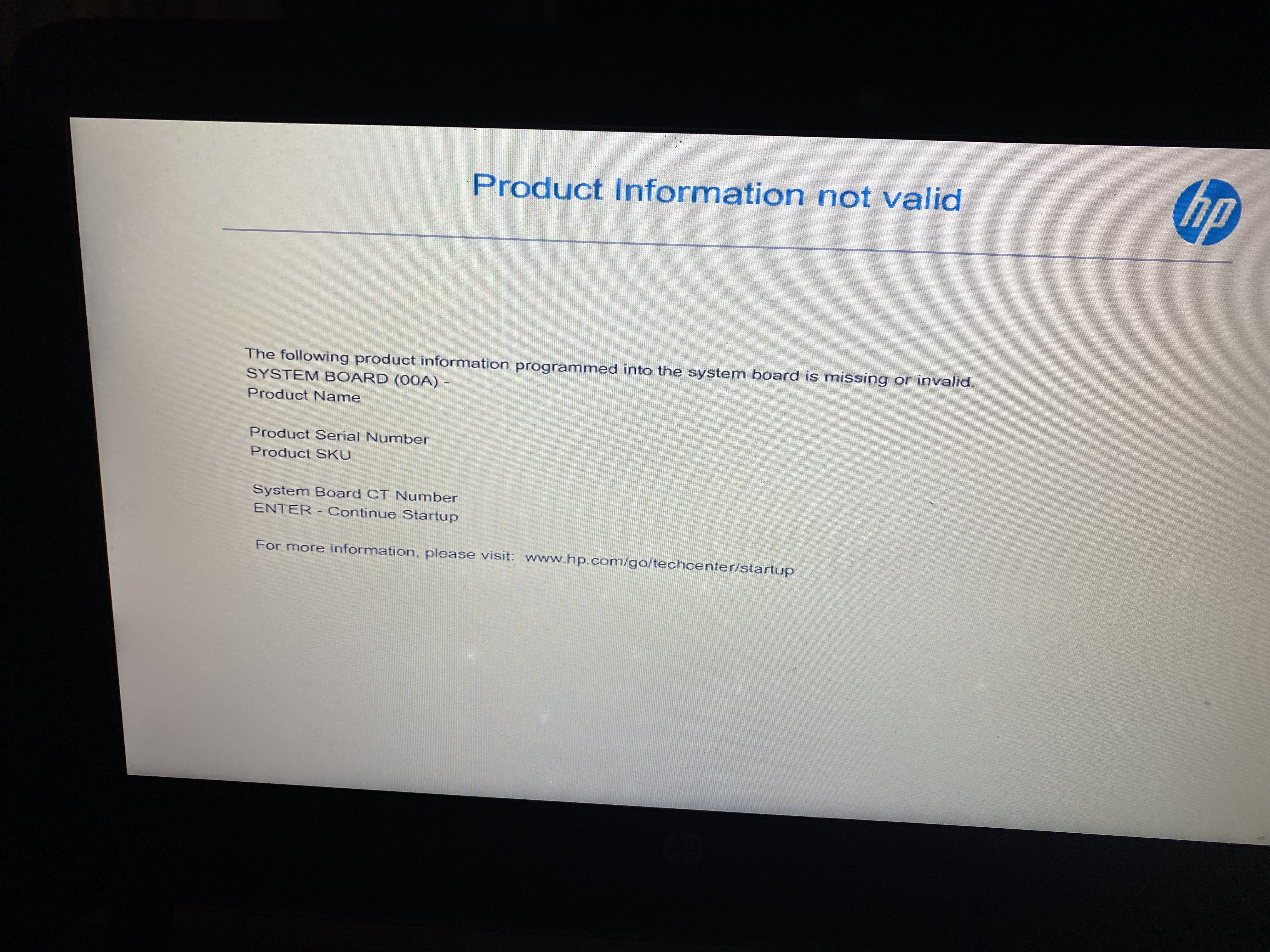 My laptop shows info not valid - HP Support Community - 9607757