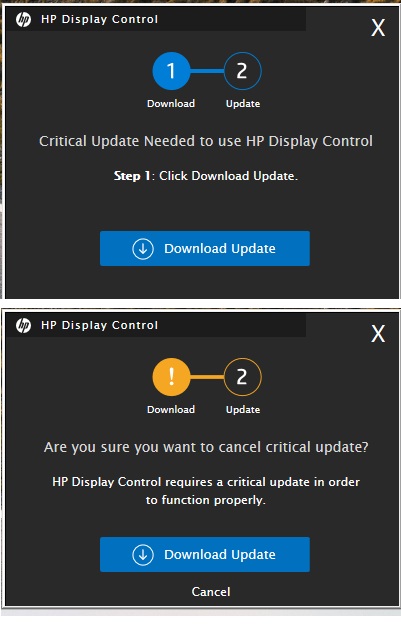 Critical Updated Needed to use HP Display Control - HP Support ...
