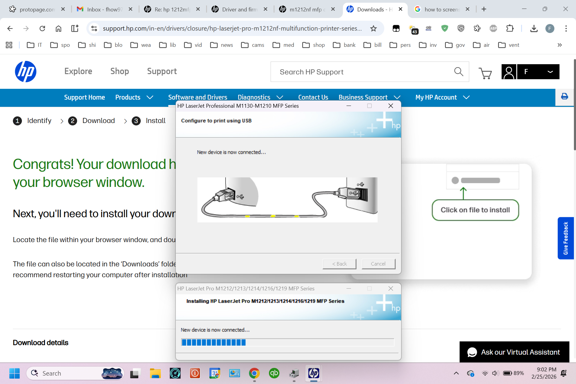 hp 1212mfp install is stuck on new device is connected - HP Support ...