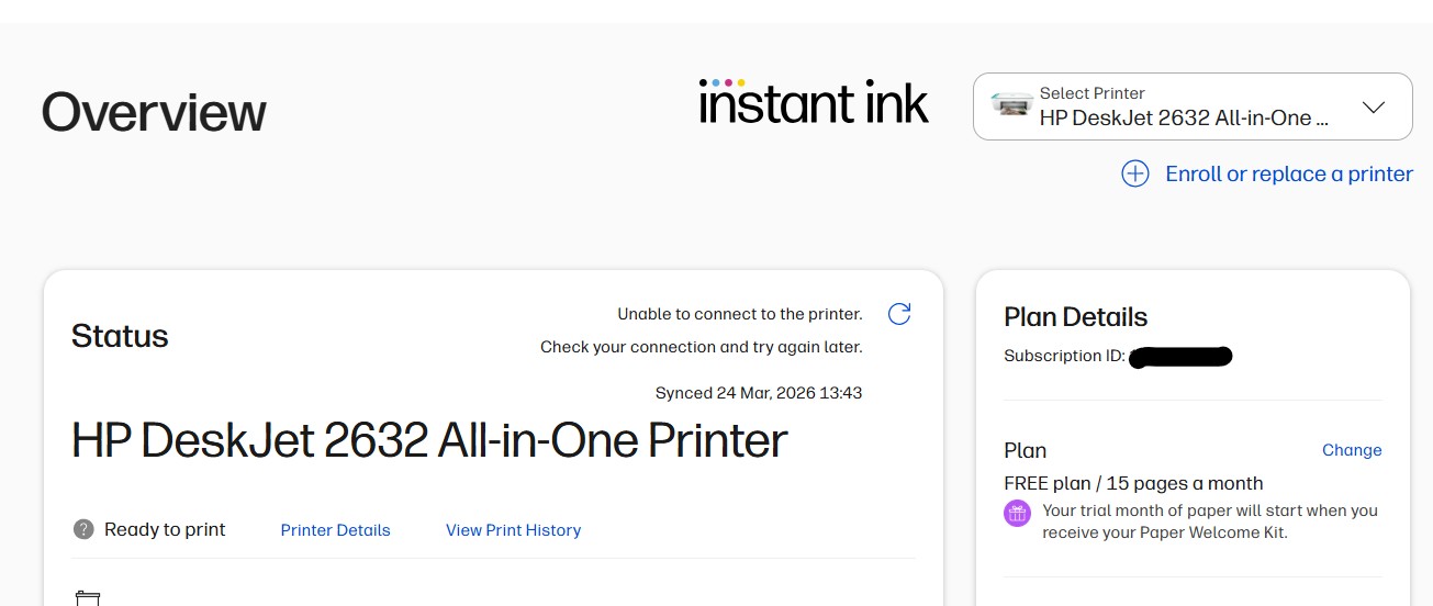 Printer is unable to connect to HP Instant Ink but it's conn... - HP ...