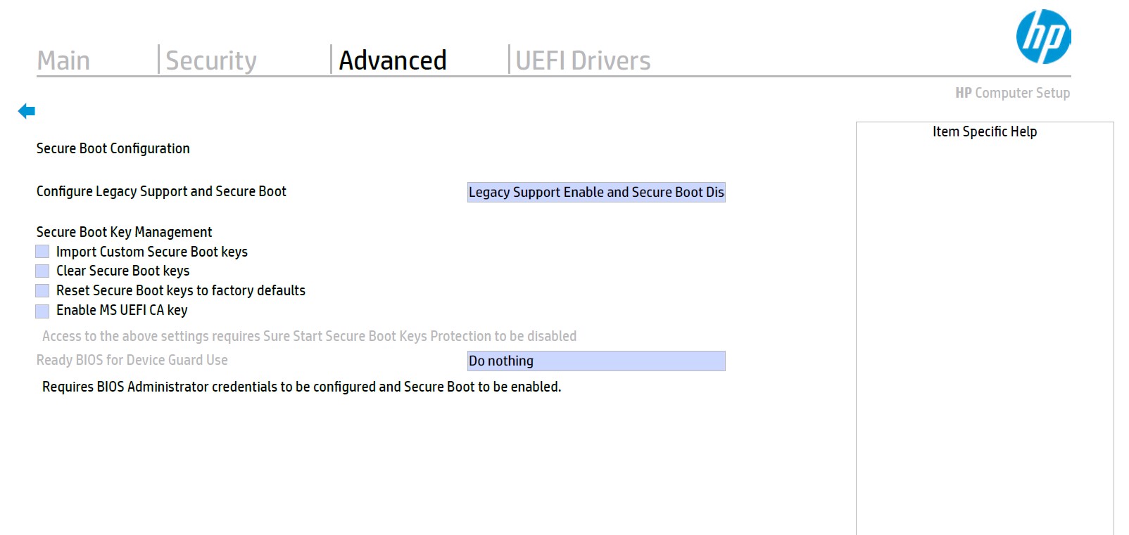 Solved: Secure Boot BIOS settings - HP Support Community - 9634486