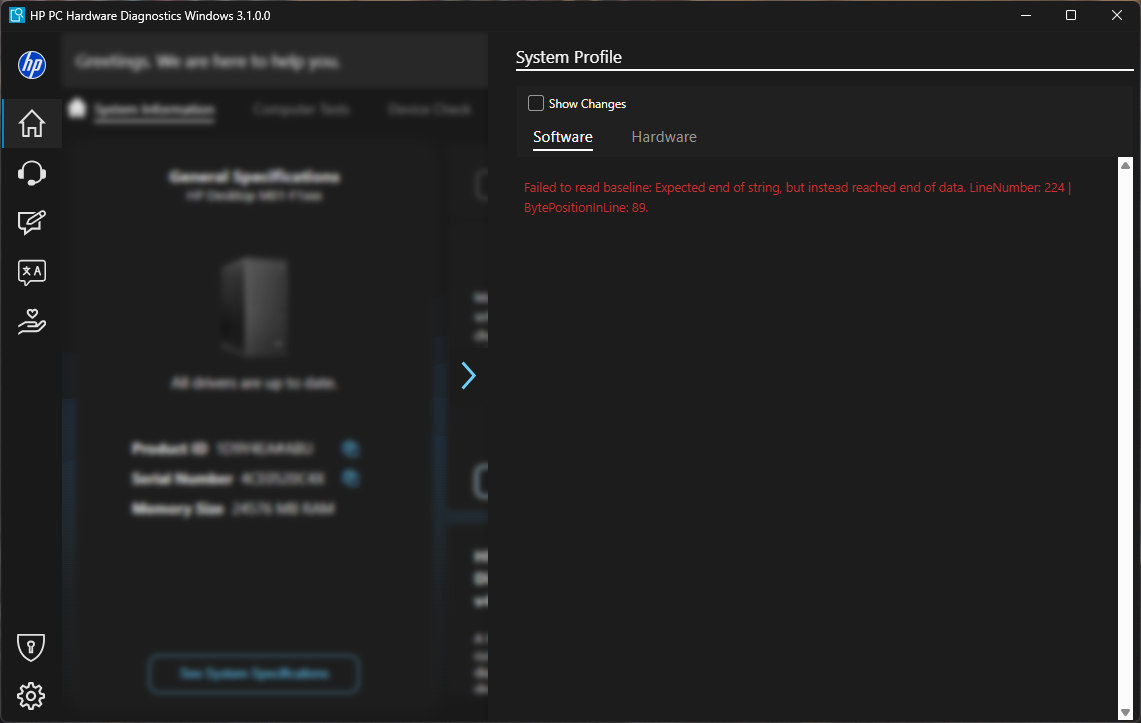 HP PC Hardware Diagnostics (Windows) / System Profile - HP Support ...