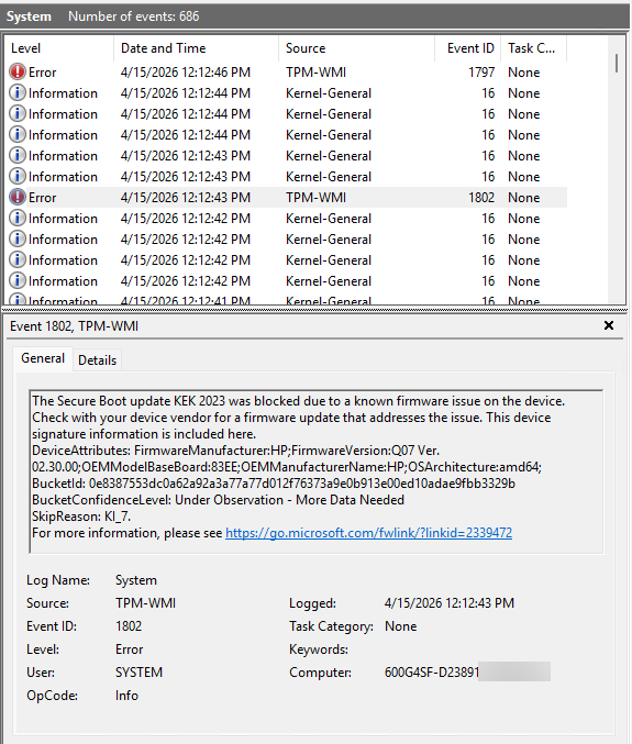 HP ProDesk 600 G4 SFF And SecureBoot 2023 UEFI Certs - HP Support