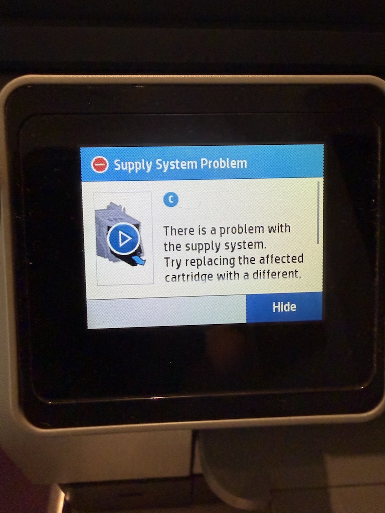 Supply System Problem Error - HP Support Community - 9648202