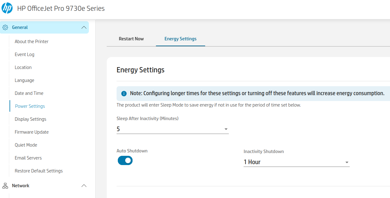 Auto turn off doesn't work on my new 9730e Printer - HP Support ...