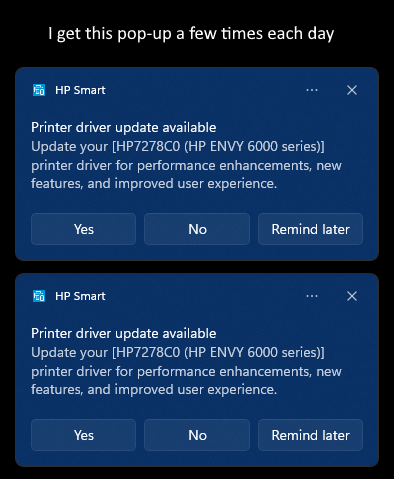 Update printer driver repeatedly fails - HP Support Community - 9659683