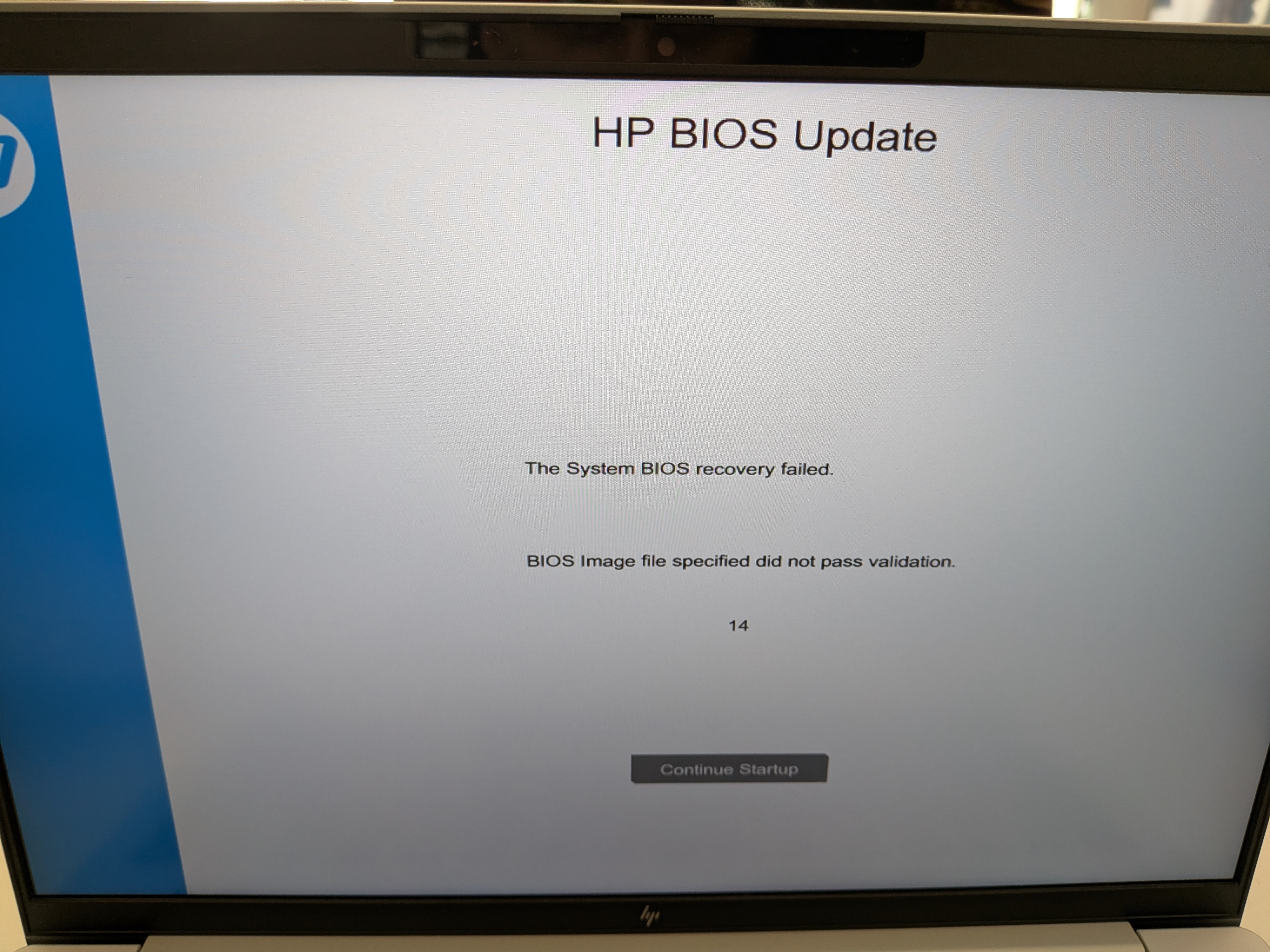 The system BIOS recovery failed loop HP OmniBook 7 Aero Lapt