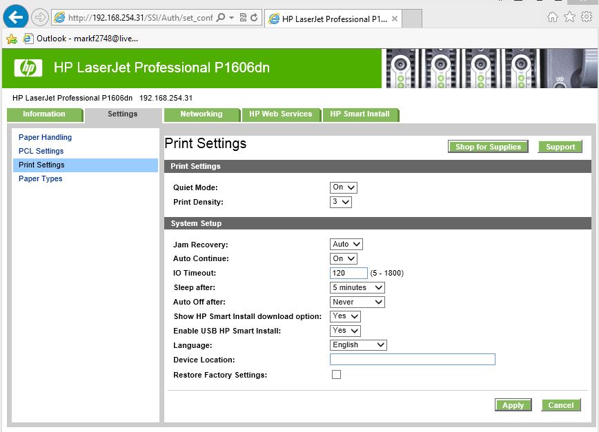 hp p1600dn printer keeps turning itself off even though I di... Page