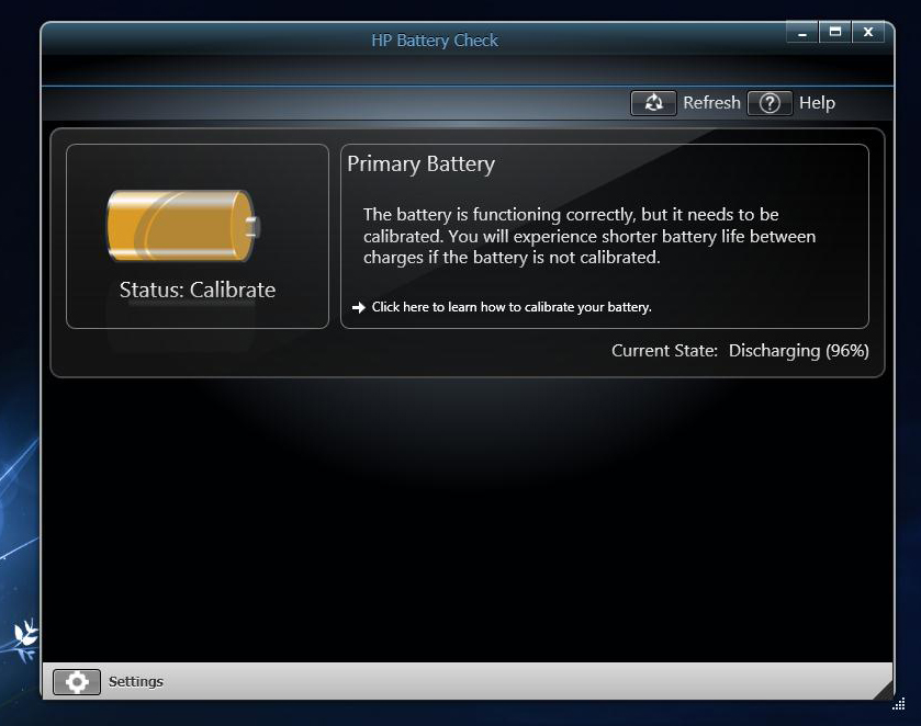 Battery alert. Primary Battery 601. Primary(Internal) Battery(601).